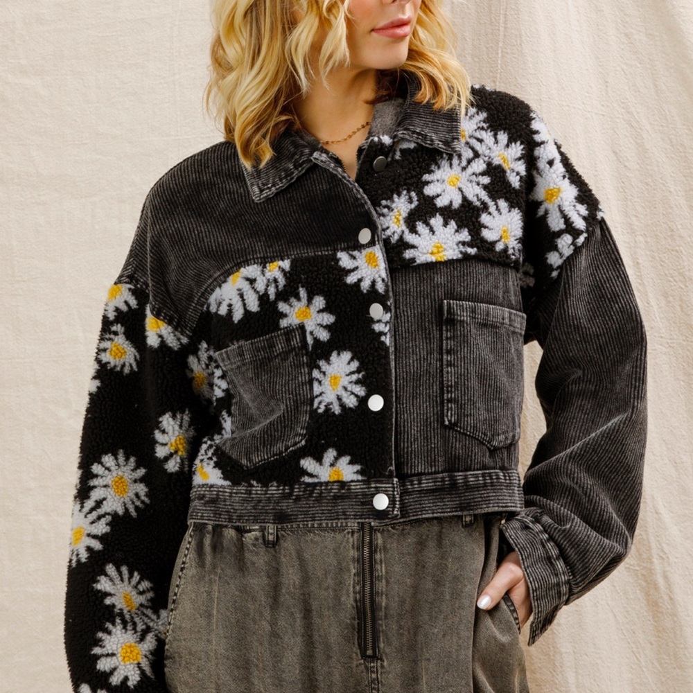 Floral Black and Gray Women's Jacket